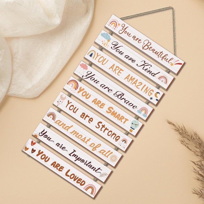 UBTKEY Boho Rainbow Room Decor - 9 Piece Set, Inspirational Wall Decor Hanging Plaques for Nursery & Princess Bedroom - Image 3